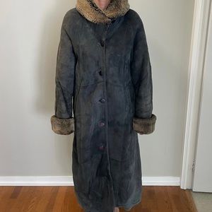 Super Warm 💙💛 Winter coat, blue natural sheepskin